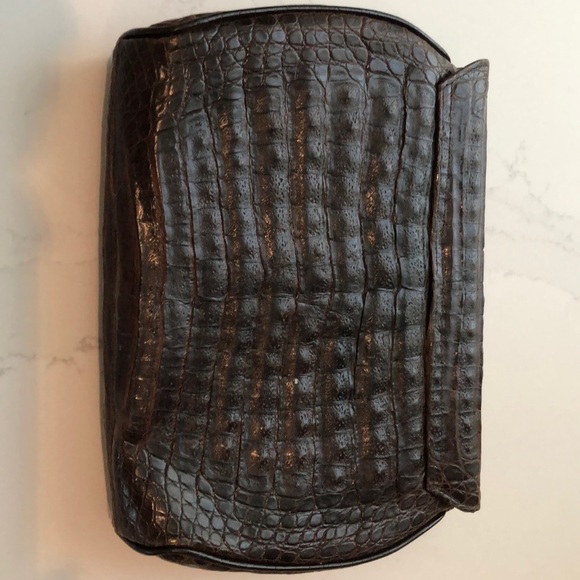 Vintage Luc Benoit brown alligator clutch - Picture 6 of 8